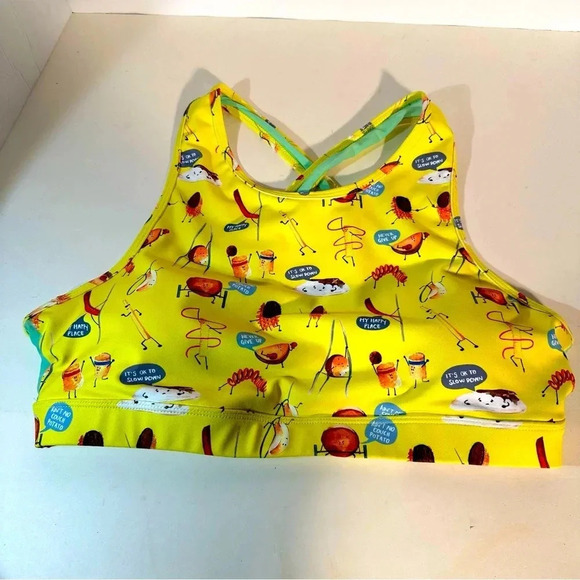 push and pole Other - Push and Pole Top - Potatoes Cross Mesh Bra NWT XL Removable Pads Yellow Workout